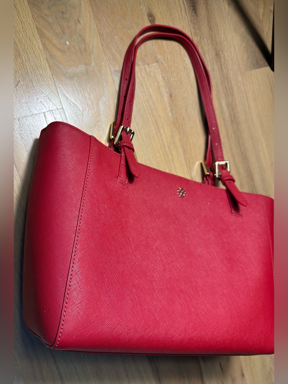 Tory Burch Bright Red Saffiano Leather Tote - Picture 3 of 5